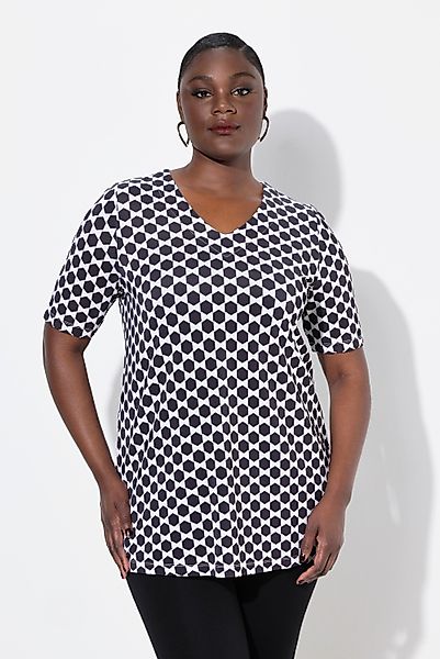 Ulla Popken T-Shirt Slinky-Piqué-Shirt A-Linie V-Ausschnitt günstig online kaufen