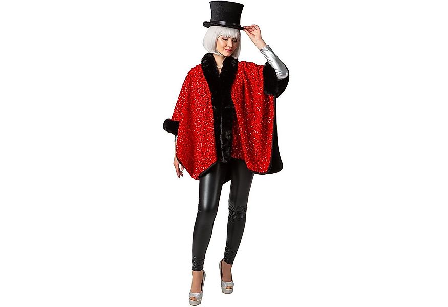 Orlob Kostüm Zirkusdirektor Poncho Rot Schwarz Pailletten Damen günstig online kaufen
