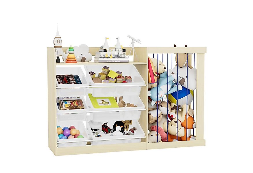 radelldar Spielzeugtruhe 2 in 1 Kinderregal, mit 6 Aufbewahungsbox, 122x34x günstig online kaufen