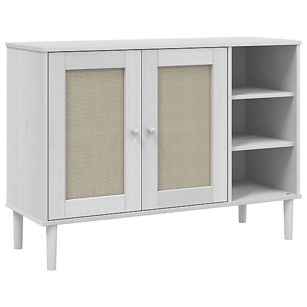 vidaXL Sideboard SENJA Rattan-Optik Weiß 112x40x80 cm Kiefernholz 358029 günstig online kaufen