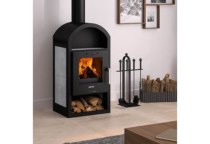 JUSTUS Kaminofen Justus Vegas V, Kaminofen, Stahl Schwarz / Keramik Grau, 6 günstig online kaufen