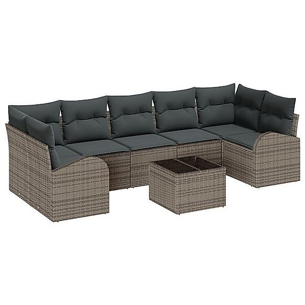 vidaXL Loungesofa 8-teiliges Garten Sofa Set mit Kissen Grau Poly Rattan, 8 günstig online kaufen