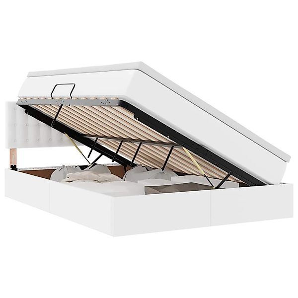 vidaXL Bett mit Stauraum und LED Reinweiß 140 x 200 cm Kunstleder 3371034 günstig online kaufen