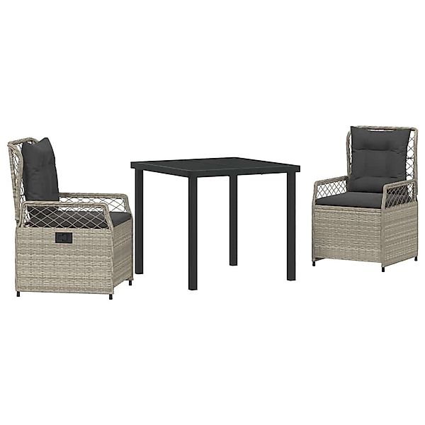 vidaXL Garten Essgruppe 3-Tlg Hellgrau Poly Rattan 3381016 günstig online kaufen