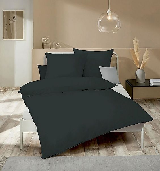 Kaeppel Bettwäsche Uni Einfarbig Anthrazit Modern versch. Größen, Biber, 2 günstig online kaufen