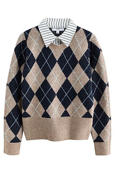 Next Strickpullover Pullover mit Kragenlage, Print und Wollanteil (1-tlg) günstig online kaufen