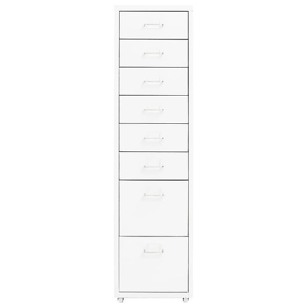 vidaXL Aktenschrank mit Rollen Weiß 28x41x109 cm Metall günstig online kaufen