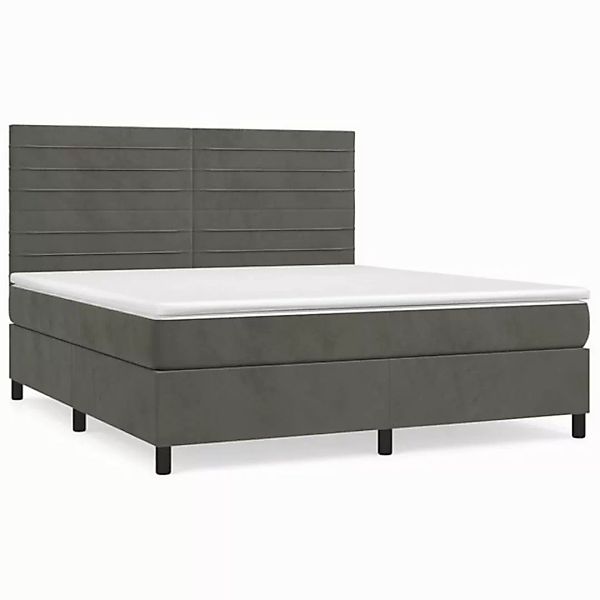 furnicato Bettgestell Boxspringbett mit Matratze Dunkelgrau 180x200 cm Samt günstig online kaufen