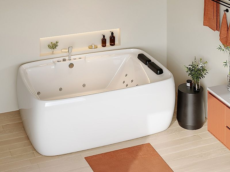 Whirlpool-Badewanne - 2 Personen - Weiß - 390 l - 180 x 120 x 60 cm - VOLUT günstig online kaufen