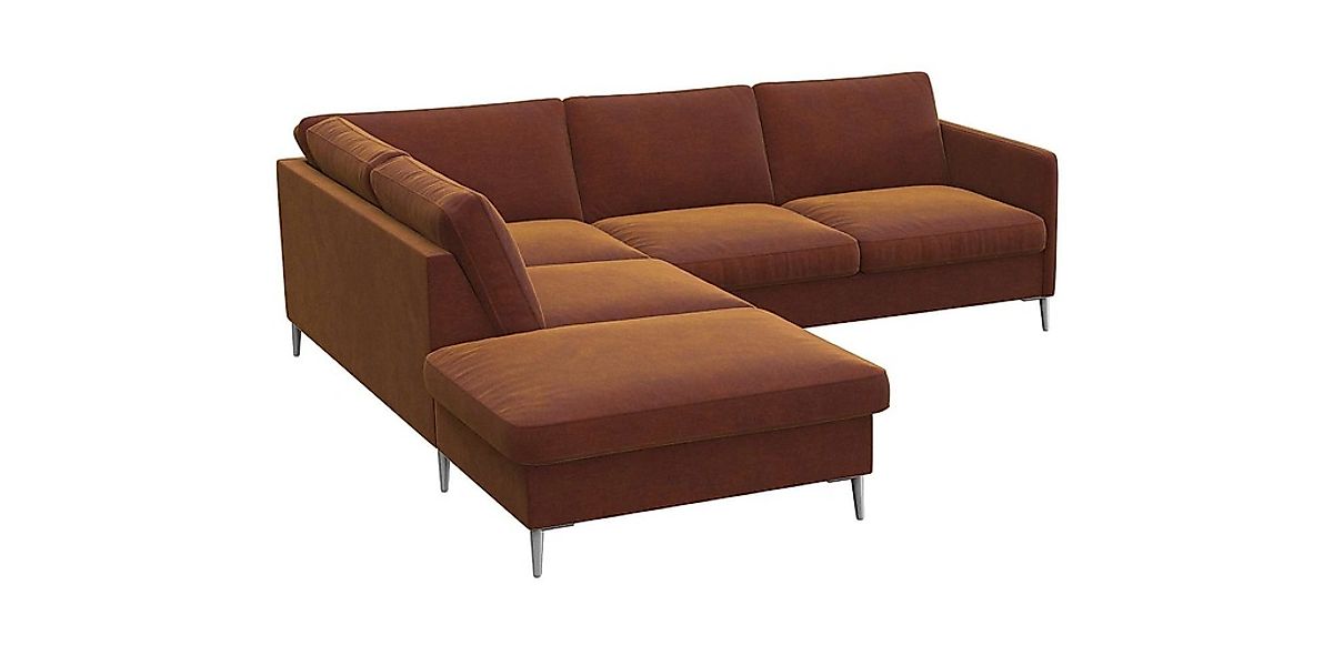 FLEXLUX Ecksofa »Fiore, L-Form« schmale Armlehnen, Füße alufarben, B/T 234/ günstig online kaufen