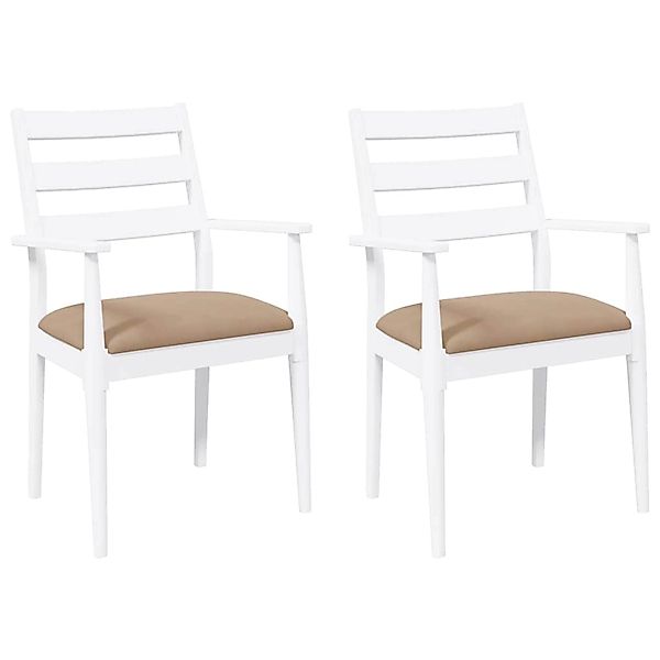vidaXL Esszimmerstühle mit Kissen 2 Stk Weiß Massivholz Gummibaum 4102475 günstig online kaufen