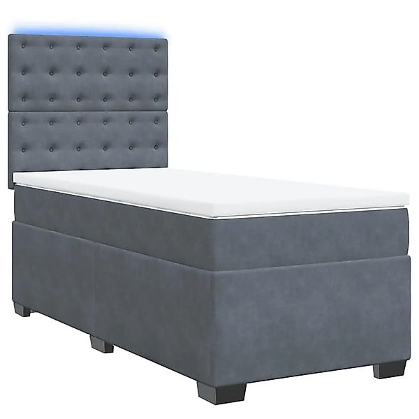 vidaXL Boxspringbett mit Matratze Dunkelgrau 90x200 cm Samt 3293123 günstig online kaufen