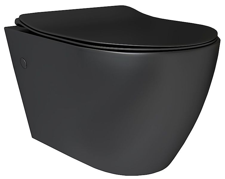 Alpenberger Tiefspül-WC Hänge-WC Set Schwarz - Toilette ohne Spülrand mit N günstig online kaufen