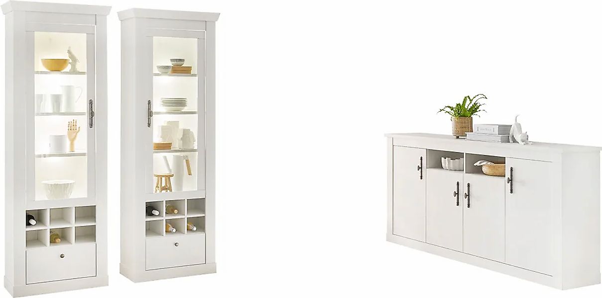 Home affaire Wohnwand »RAVENNA«, (3 St.), im romantischen Landhausstil, Gri günstig online kaufen