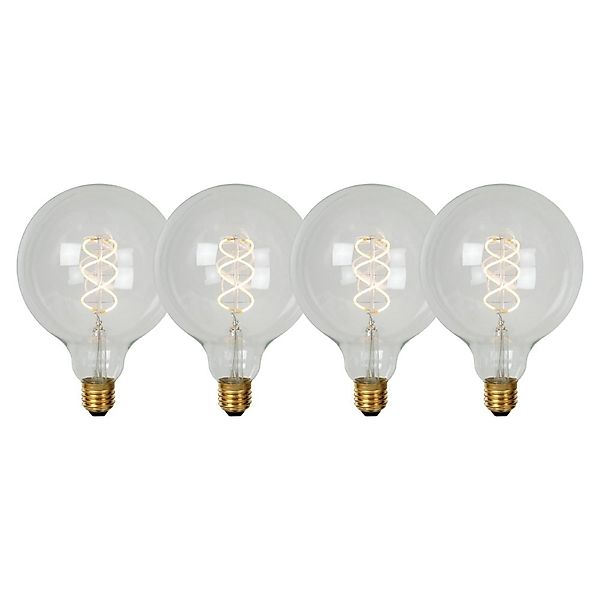 LED Leuchtmittel E27 - Globe G125 in Transparent 5W 460lm 2700K 4er-Pack günstig online kaufen