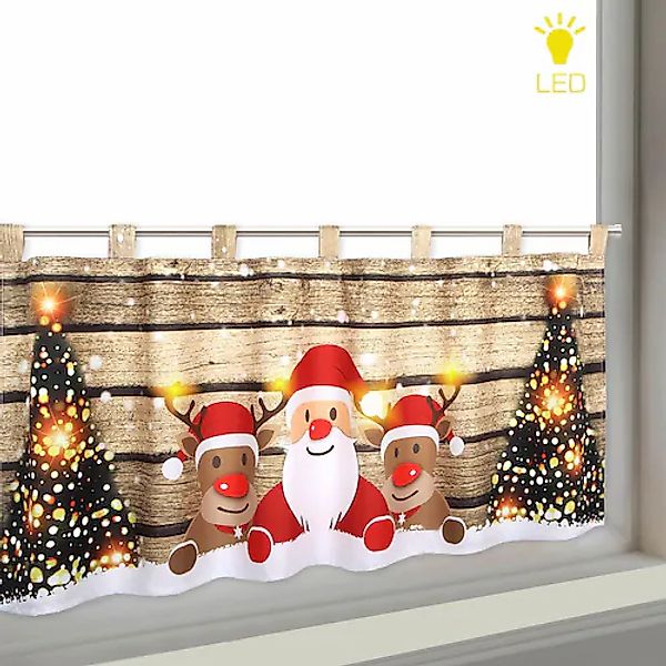 Delindo Lifestyle Scheibengardine »WEIHNACHTS-TEAM«, (1 St.), HxB: 45x120, günstig online kaufen