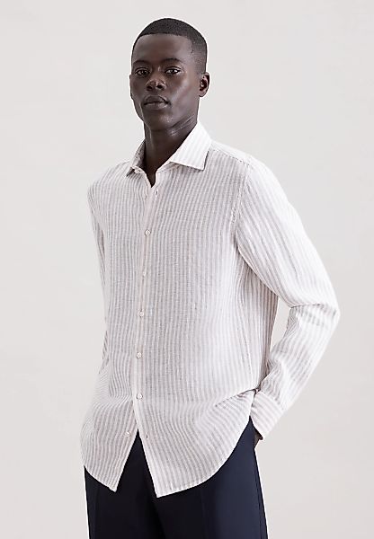 seidensticker Leinenhemd "Schwarze Rose" Shaped 1/1 Kentkragen Gestreift günstig online kaufen