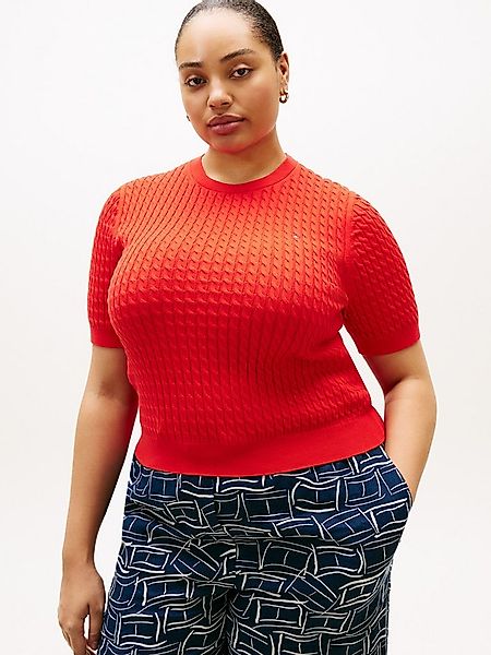 Tommy Hilfiger Curve Rundhalspullover CRV CO CABLE FINE GG CNK S/S SWT in g günstig online kaufen