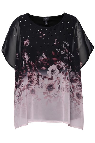 Ulla Popken Druckbluse Blusenshirt oversized Chiffon günstig online kaufen