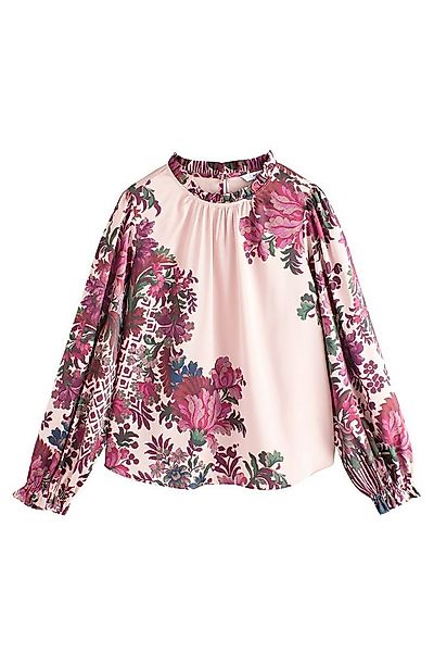 Next Langarmbluse Langärmelige Bluse mit hohem Raffkragen (1-tlg) günstig online kaufen