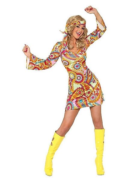 Smiffys Hippie-Kostüm 70er Hippie Kostüm Kleid Karneval Faschingskostüm, Ei günstig online kaufen