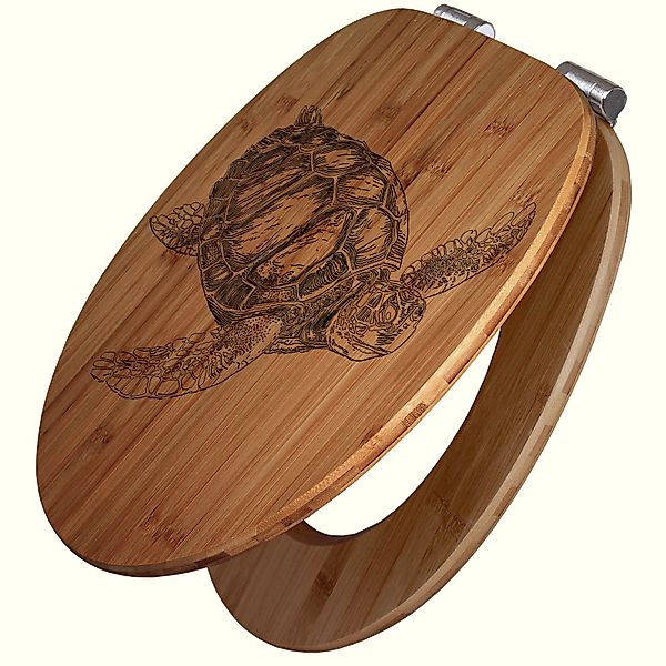Banjado WC Sitz Bambus Holz Mit Gravur Toilettendeckel Mit Absenkautomatik günstig online kaufen