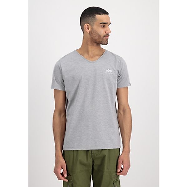 Alpha Industries  T-Shirt Basic V-Neck T Small Logo - grey heather günstig online kaufen