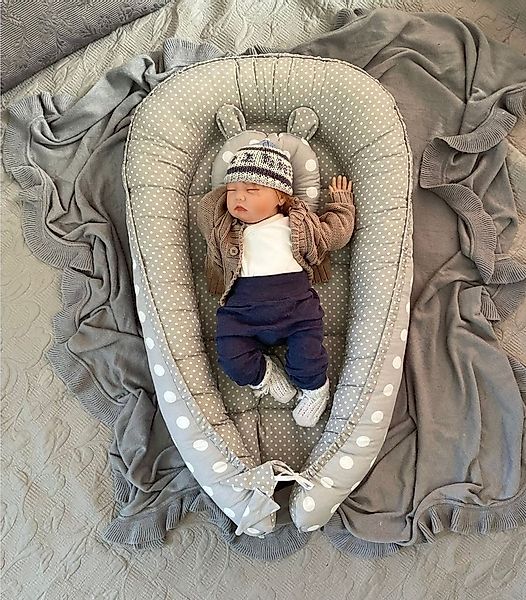 Loolay Bettnestchen Punkte/ Mini Pünktchen GRAU BAUMWOLLE Nestchen SETS, (S günstig online kaufen