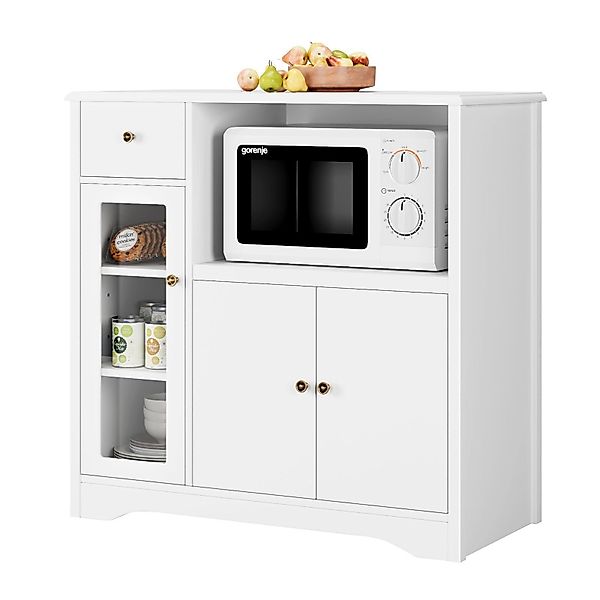 HOMECHO Buffet Küchenschrank weiß Mikrowellenregal mit günstig online kaufen