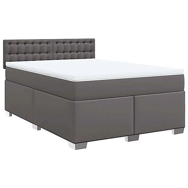 vidaXL Boxspringbett mit Matratze Grau 140x190 cm Kunstleder 3288422 günstig online kaufen