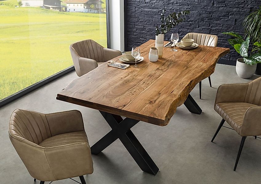Massivmoebel24 Baumkantentisch FREEFORM (Baumtisch Akazie 200x100 günstig online kaufen