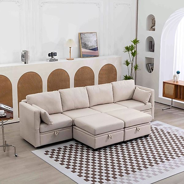 Modulares U-förmiges Ecksofa mit Stauraum, Panorama-Sofa, großes verstellba günstig online kaufen