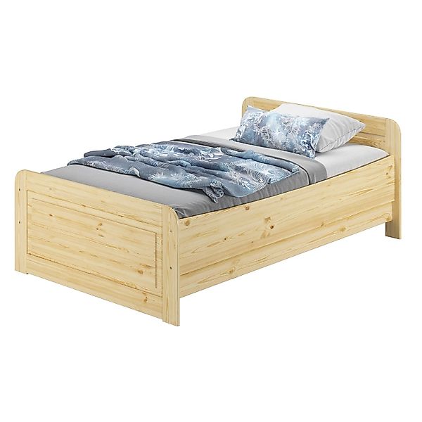 Erst-Holz Bett Extra Hoch 120 x 220 Kiefer Massiv Überlänge mit Rollrost Mo günstig online kaufen