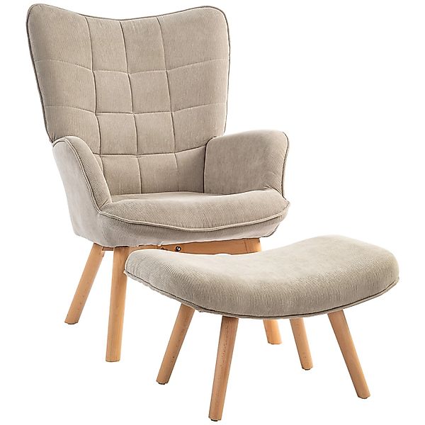 HOMCOM Relaxsessel Ohrensessel mit Hocker, Polstersessel günstig online kaufen
