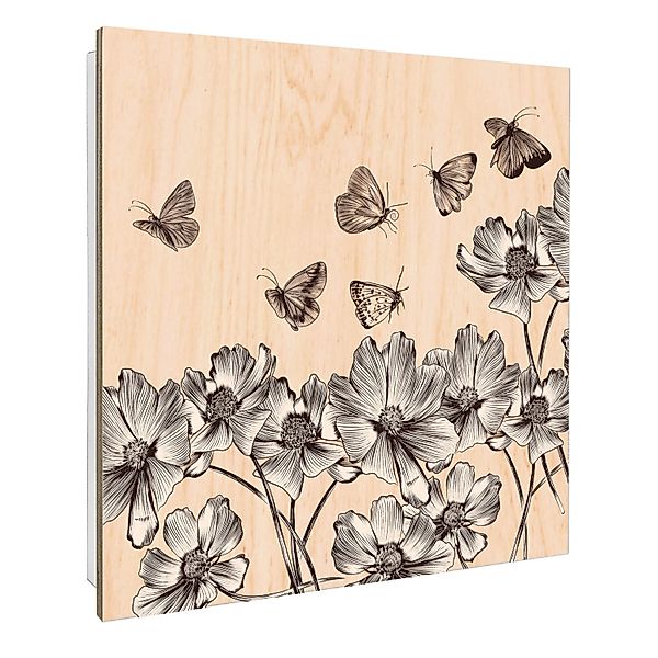 Banjado Schlüsselkasten mit Holzfront 30x30cm Weiß Scharnier Links 50 Haken günstig online kaufen
