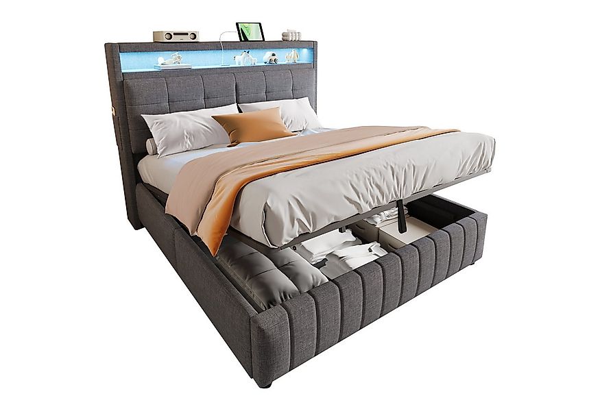 HAUSS SPOLE Polsterbett 160x200 cm, mit LED-Beleuchtung und USB-Steckdose, günstig online kaufen