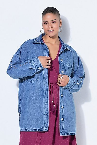 Studio Untold Hemdbluse Jeanshemd Oversize Shape Zier-Ösen günstig online kaufen