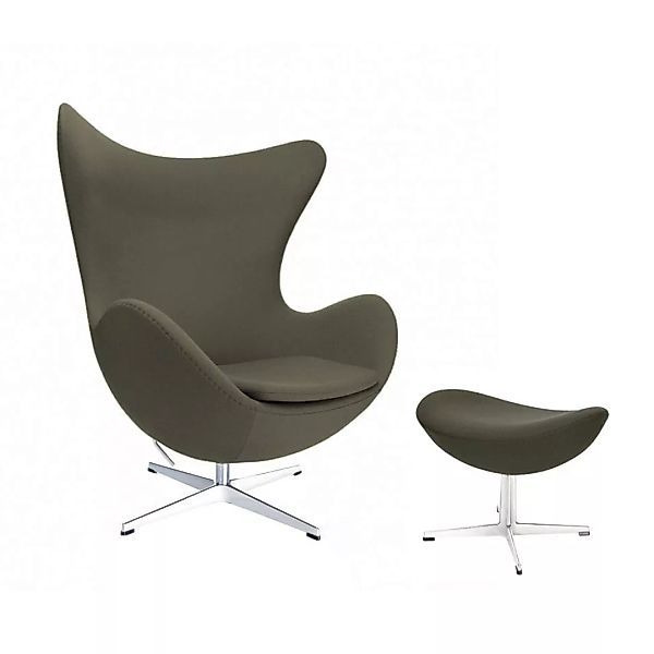 Fritz Hansen - Aktion Egg Chair/Das Ei™ Sessel + Hocker Stoff - braungrau/G günstig online kaufen