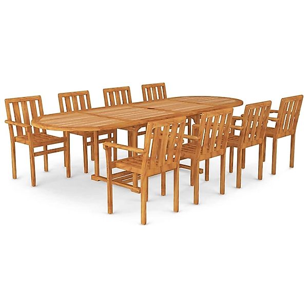 vidaXL 9-tlg Garten-Essgruppe Teak Massivholz Modell 5 günstig online kaufen