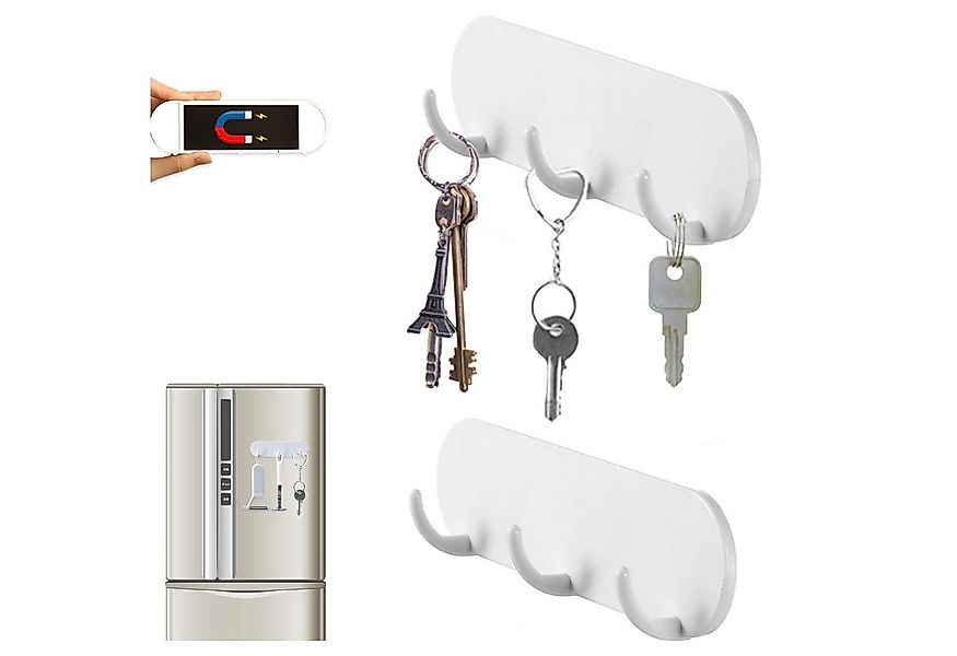 Auledio Schlüsselbrett 2er Set Magnetischer Schlüsselhalter mit 3 Haken, (2 günstig online kaufen