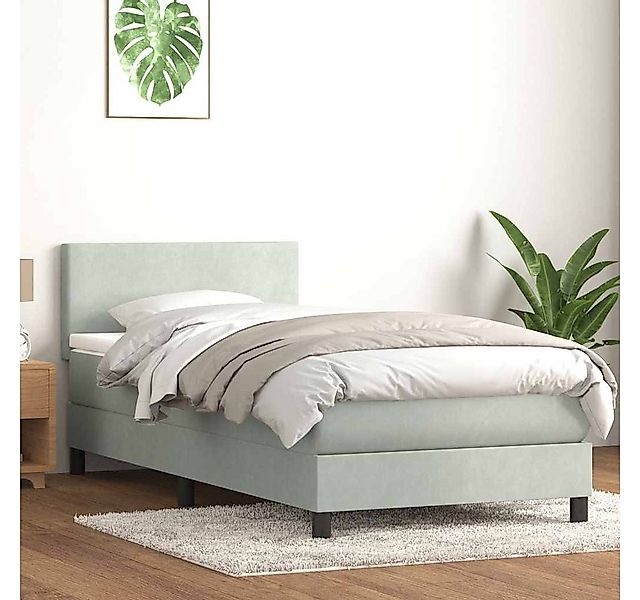 vidaXL Boxspringbett, Boxspringbett mit Matratze Hellgrau 90x210 cm Samt günstig online kaufen