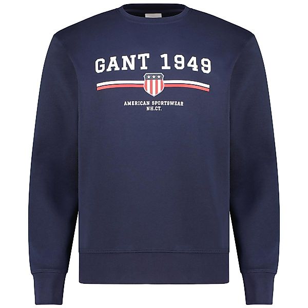 Gant Sweatshirt mit Label-Print Farbe dunkelblau Größe: 5XL günstig online kaufen