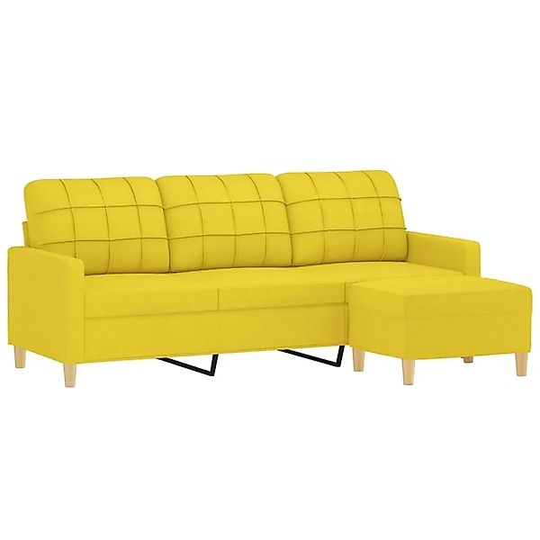 vidaXL 3-Sitzer-Sofa mit Hocker Hellgelb 180 cm Stoff 3201006 günstig online kaufen