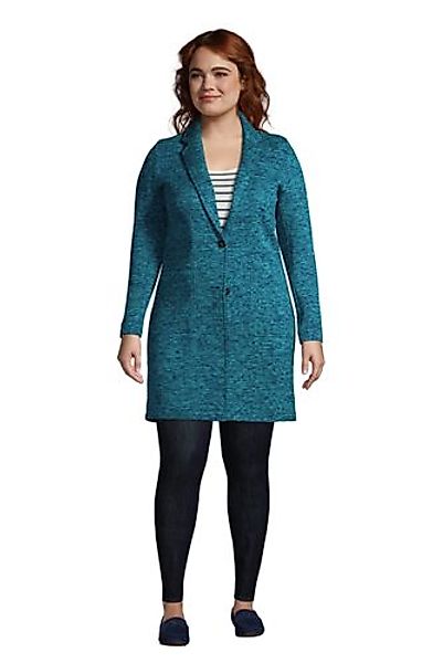 Strickfleece-Mantel in großen Größen, Damen, Größe: 48-50 Plusgrößen, Blau, günstig online kaufen