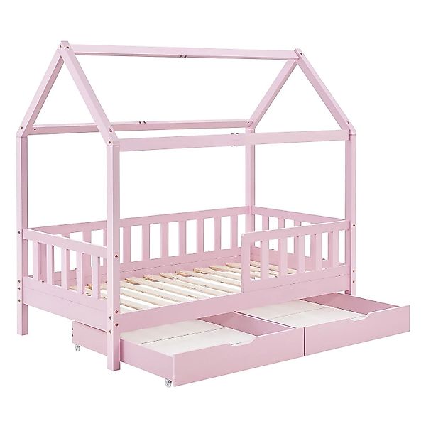 Juskys Kinderbett Marli 90 x 200 cm mit Bettkasten Rosa günstig online kaufen