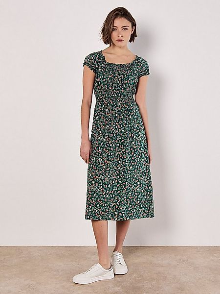 Apricot Midikleid Midilanges Sommerkleid mit gesmokter Taille günstig online kaufen