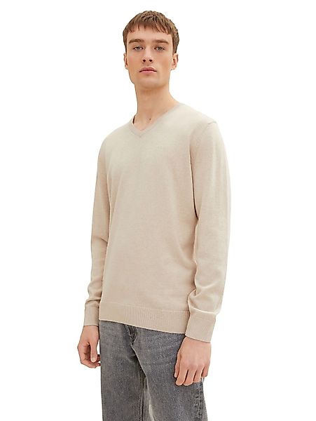 Tom Tailor Herren Rundhals Pullover Basic V-Neck günstig online kaufen
