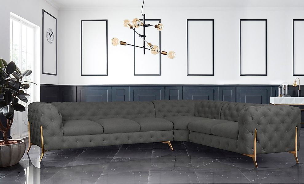 Leonique Chesterfield-Sofa "Amaury L-Form", großes Ecksofa, Chesterfield-Op günstig online kaufen