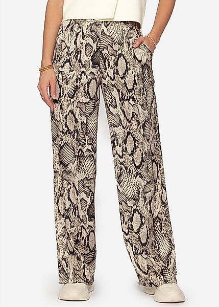 SASSYCLASSY Stoffhose High-Waist Satinhose Damen Lang mit Reptil-Print Lock günstig online kaufen