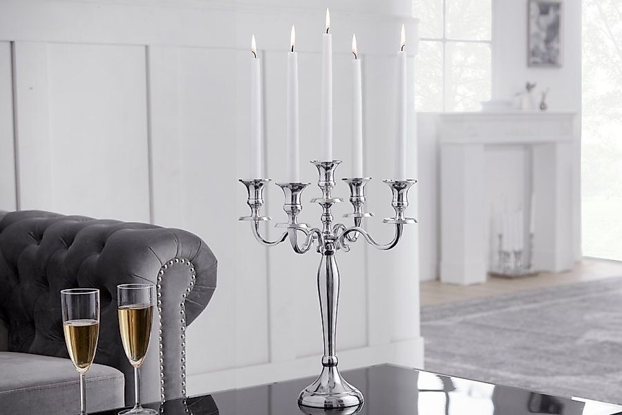riess-ambiente Kerzenständer MODERN BAROCK 41cm silber, Metall · Kerzenhalt günstig online kaufen